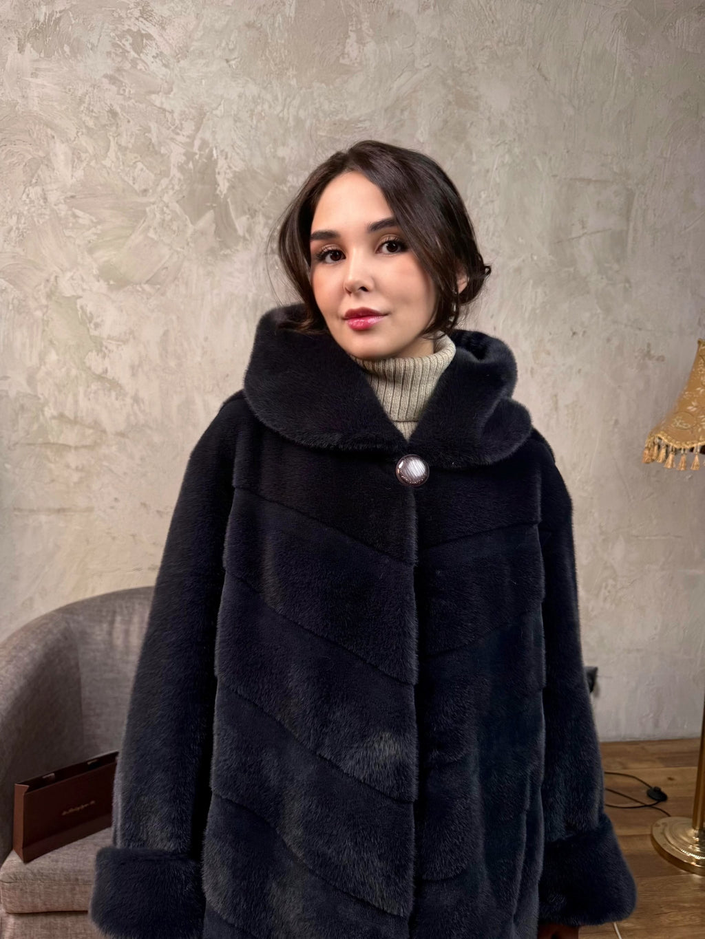 шуба премиум длинная графит